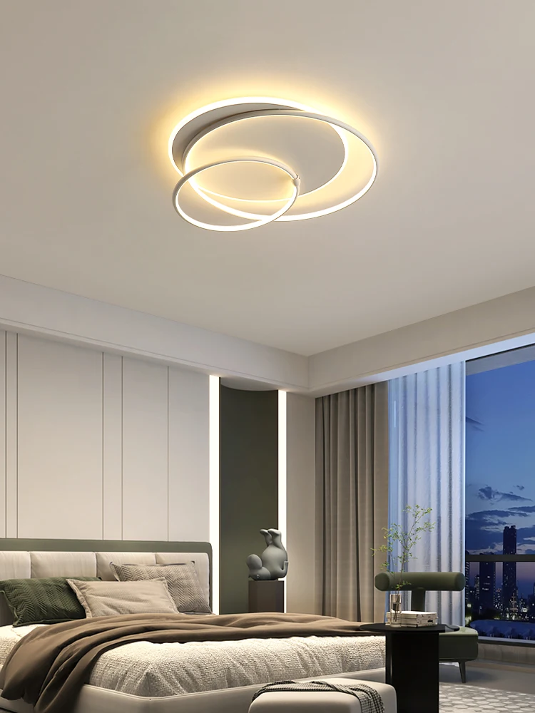 Modern White LED Lâmpada Do Teto Com Controle Remoto Para Estudo Quarto Sala Home Roof Fashion Ring Chandelier Iluminação 2023