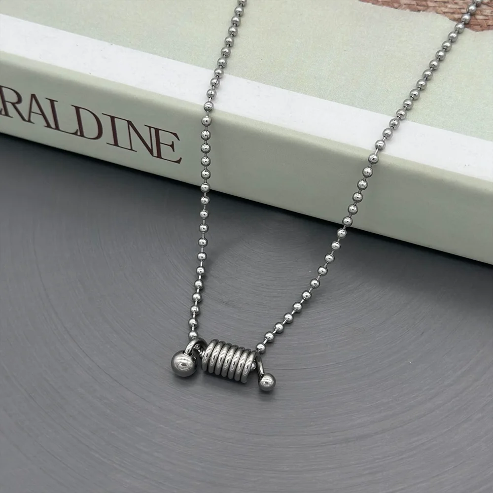 Punk Stainless Steel Helix Spiral Spring Pendant Necklace for Women Men Unisex Y2K Grunge Fashion Egirl Necklace Jewelry