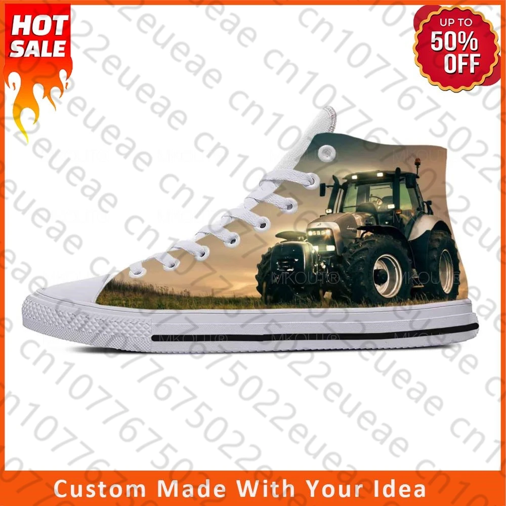 Farm Farming Farmer Agricultural Tractor Car Cool Casual Cloth Shoes High Top Lightweight Breathable 3D Print Men Women Sneakers