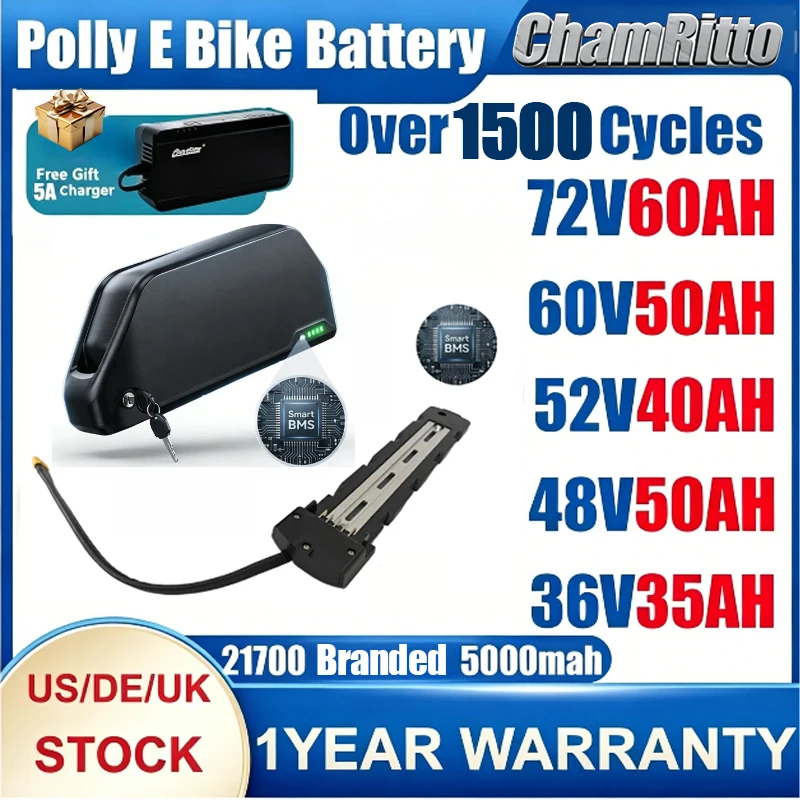 

Hailong 21700 60v60ah Polly DP7 Batteries for Electric Bicycle 48v 36 52 72v 16 20 25 30ah 40 45 50 60ah 2000w Lithium Ion 48v