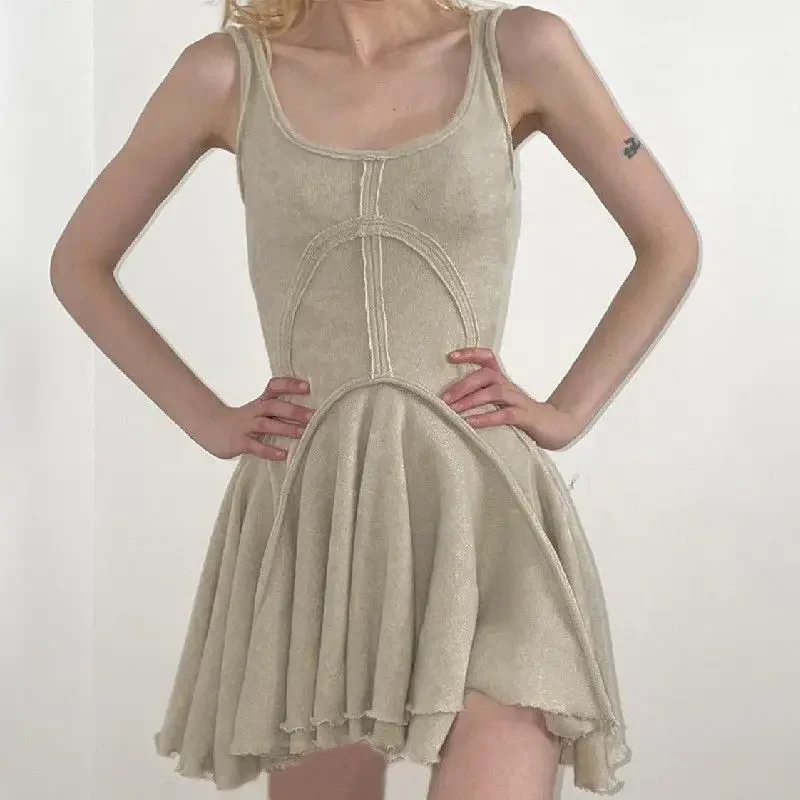

Korejepo Pure Desire Style Spice Girl Low Cut Suspender Dress Women Summer Fungus Edge Waist Thin Pleated A Shaped Skirt 2025