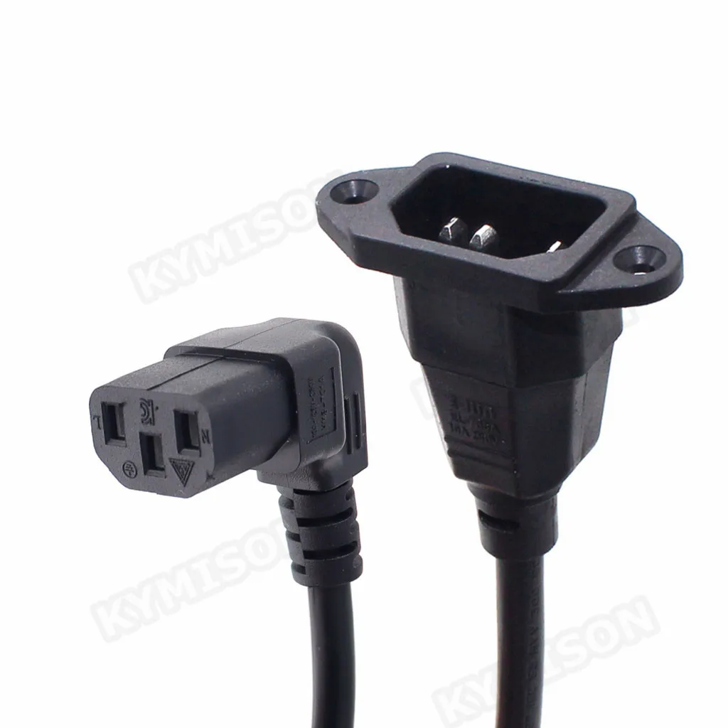 IEC320 C14 to C13 Extension cord,C14 with screw holes and C13 Up Angled Short,30cm lenght,H05VV-F 3G 0.75MM