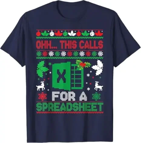 أوه هذه المكالمات لفرقة الموزعة عيد الميلاد سترة Excel تي شيرت Y2k مضحك الموزعة Excel عاشق مكتب الفكاهة عيد الميلاد قائلا المحملة