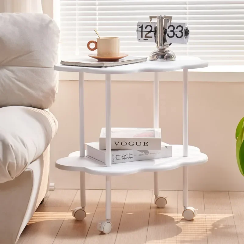 Simple Modern Sofa Table Nordic Wind Cloud Coffee Table Living Room Home Small Family Mini With Wheel Movable Bedside Table