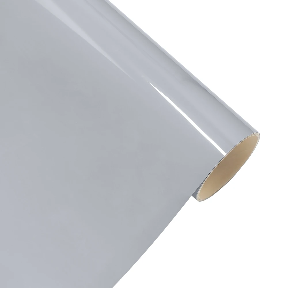 

Light Grey Vinyl Wrap Sheet Roll Glossy Gray Car Truck Body Wrapping PET Adhesive DIY Film Decal with Air Release Bubble Free