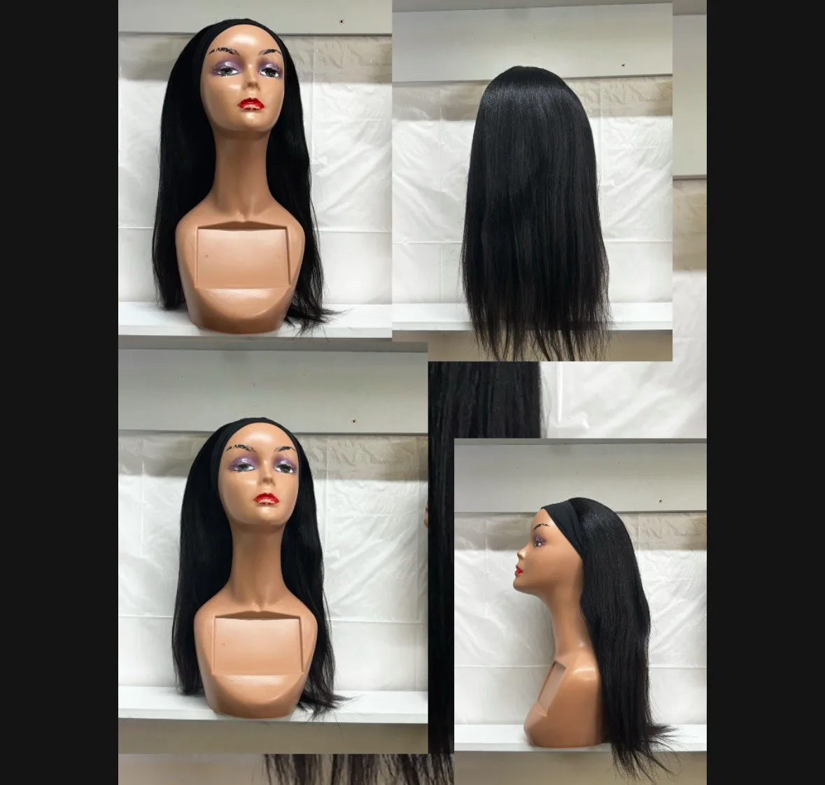 

22-дюймовый бразильский парик REMY BLEND с прямой лентой для волос для женщин.