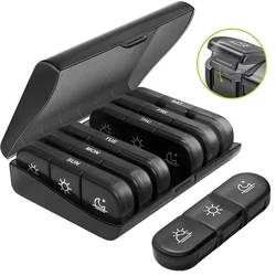 Weekly Pill Organizer Case Portable Travel Pill Box 7 Days Large Compartments for Vitamins Medicine Eating At Time First Aid Kit