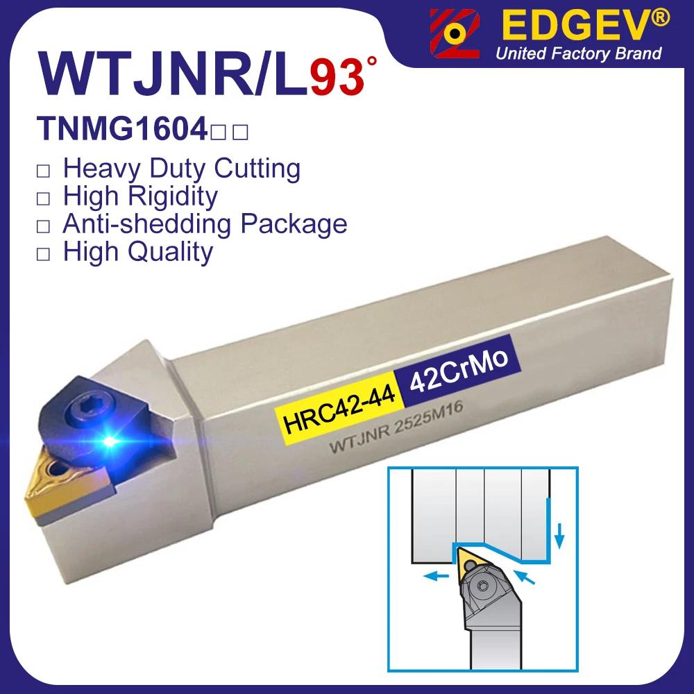 

EDGEV WTJNR1616H16 WTJNR2020K16 WTJNR2525M16 WTJNL2525M16 WTJNR3232P16 токарный станок с ЧПУ, держатель внешнего токарного инструмента TNMG160408, вставка