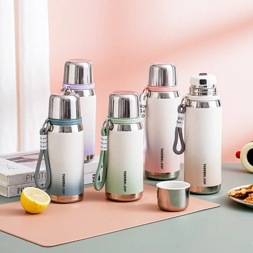 

Gradient Color Insulated Water Bottle Stainless Steel 600ml/ 800ml Capacity Vacuum Flask Leak-proof Durable Sport Thermal Cup