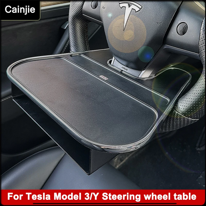 For Tesla Model 3 2023 Car Steering Wheel Food Desk Portable Laptop Tray Office Table Makeup Table Model Y Seat Gap Storage Box