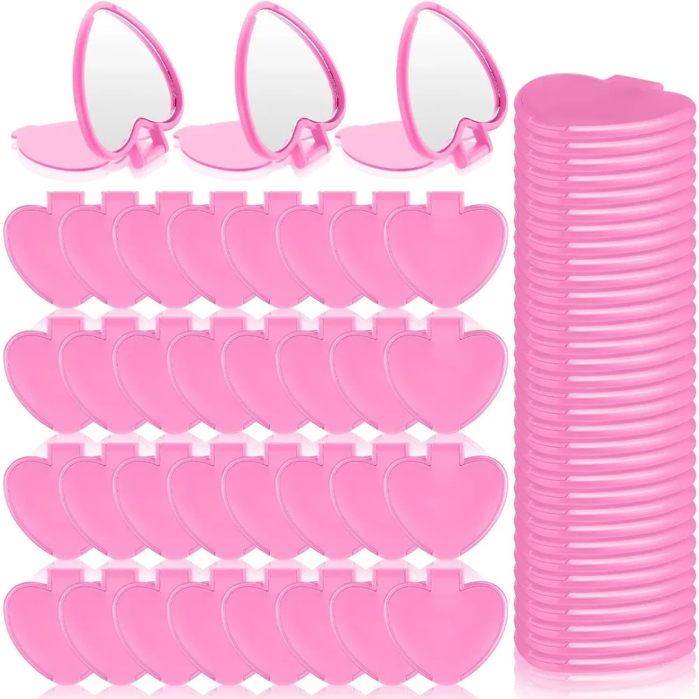 6–30 Stück herzförmiger Kompaktspiegel, tragbar, für Reisen, Make-up, hellrosa, Partygeschenk, Hochzeitsgeschenk für Gäste