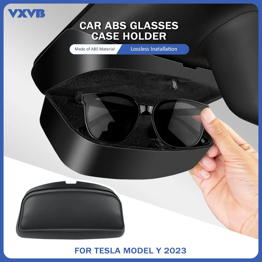 

For Tesla Model Y 2023 Glasses Case Sunglasses Storage Box Mute Eyeglass Case Storage Organizer Holders Box Accessories