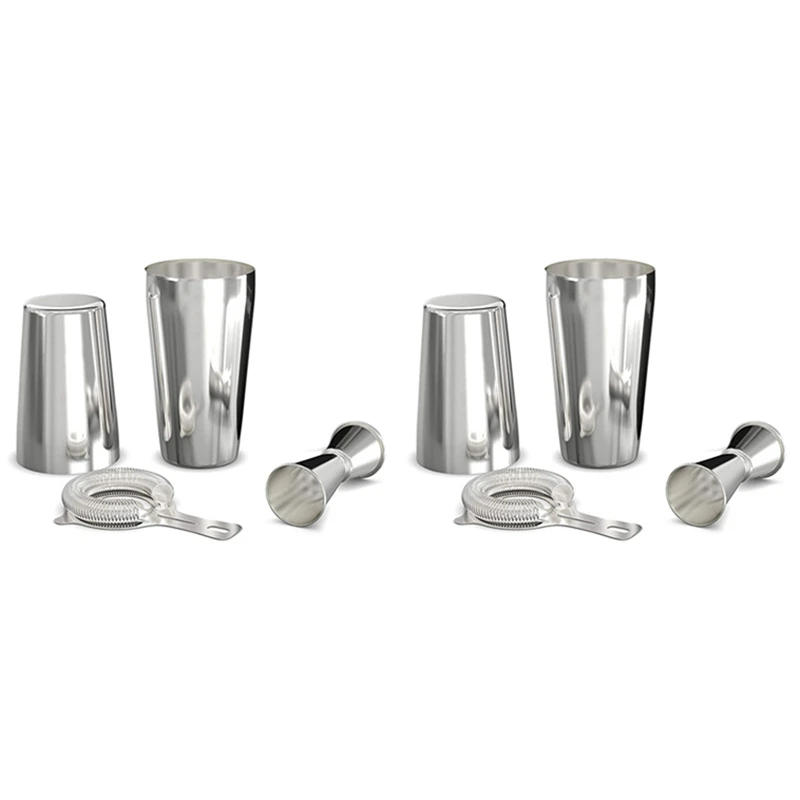 

Cocktail Shaker Set: Professional Boston Shaker, Cocktail Strainer And Jigger Set. 8 Piece Premium Stainless Steel