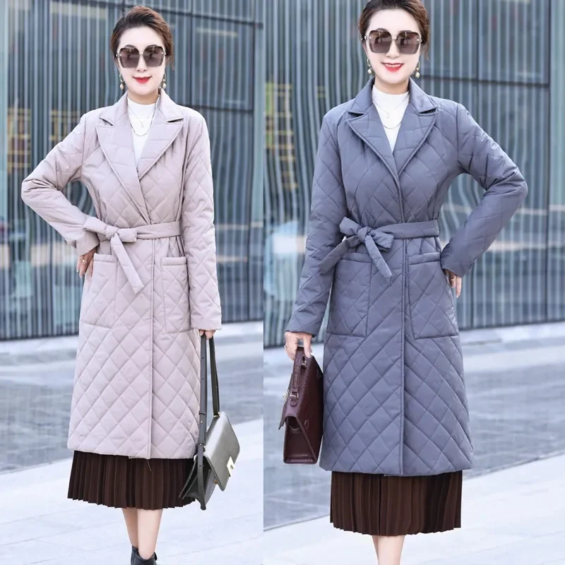 2025 New Winter Parkas Long Down Cotton Jacket Women Korean Female Casual thin Warm Windproof cotton Clothes Loose Overcoat T745