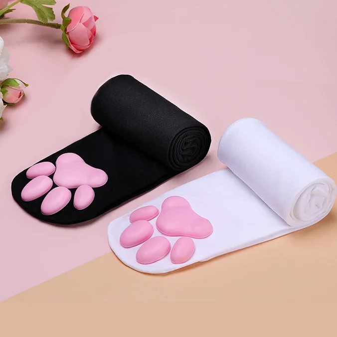 Over Knee Kawaii 3D Cat Pad Kitten Paw Socks Girl Lolita Cosplay Velvet Leggings Overknee Thigh High Long Stockings 60CM