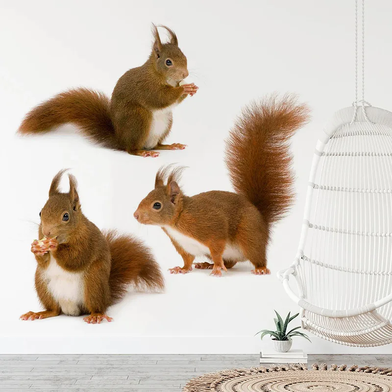 Witty And Lovely Little Squirrel Animal Wall Sticker Kid\'s Room Decor Living Room Decor Cabinet  Refrigerator Home Decals