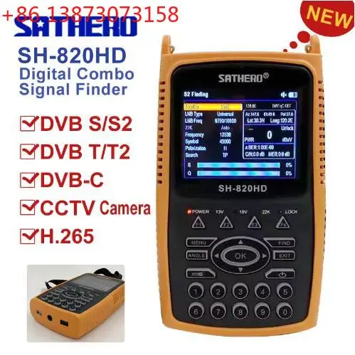 SATHERO SH-820HD DVB-S2 DVB-T/T2 CCTV Combo Digital Satellite Meter Finder H.265 AHD Satellite TV Receiver PK V8 Finder 2 WS6933