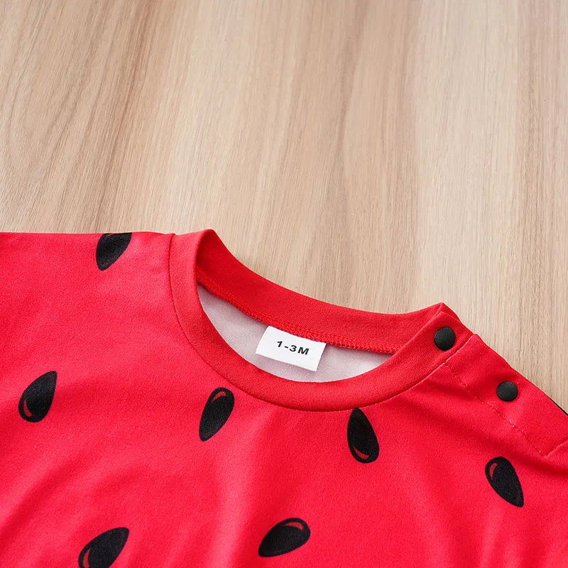 ملابس الأطفال حديثي الولادة من الفاكهة - البطيخ أزياء الرضع بذلة طفل قصير الأكمام قطعة واحدة منامة ارتداءها الصيف رومبير #3