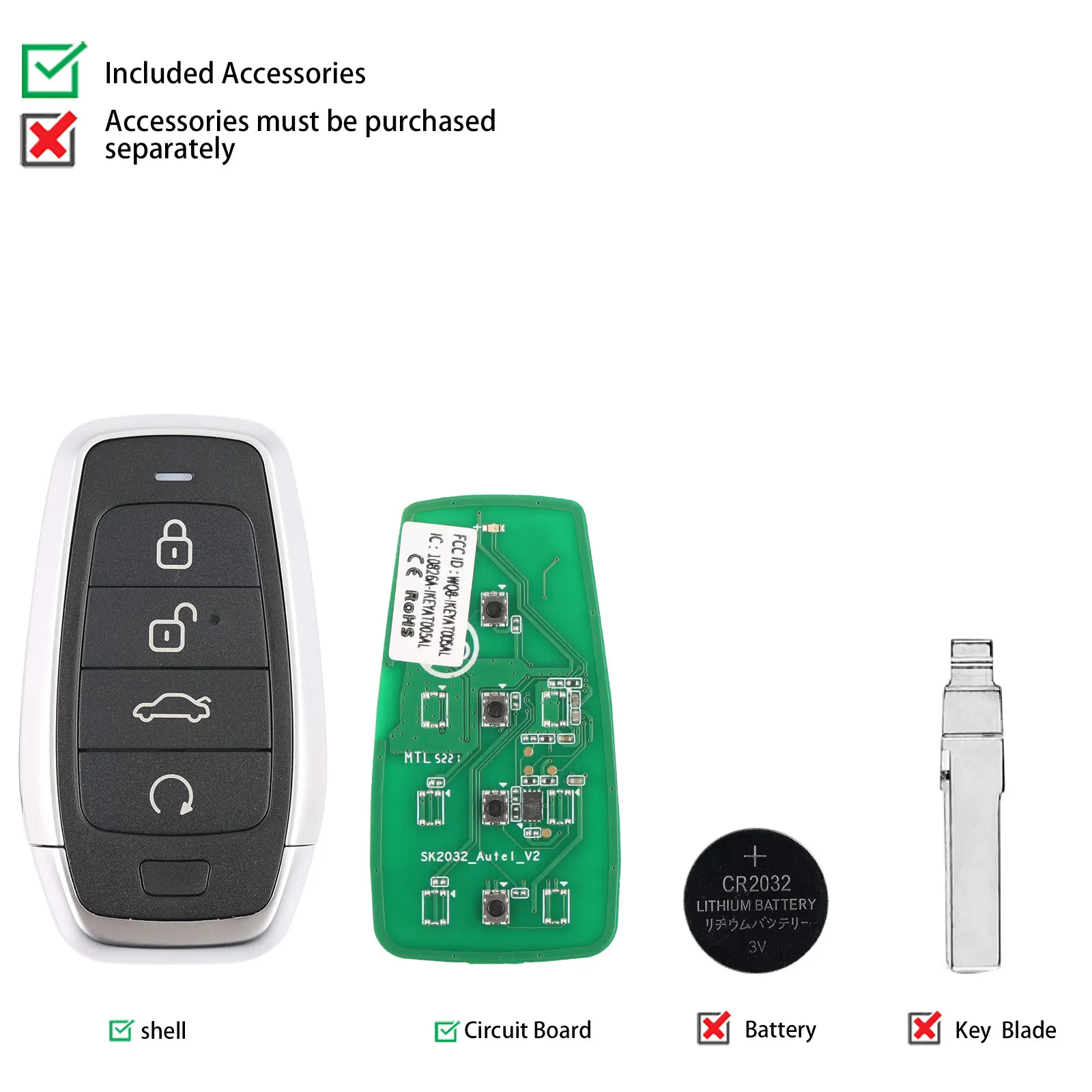 AUTEL MAXIIM IKEY Standard Style IKEYAT004EL Independent 4 Buttons Universal Smart Key (Trunk/ Remote Start) for KM100E IM608