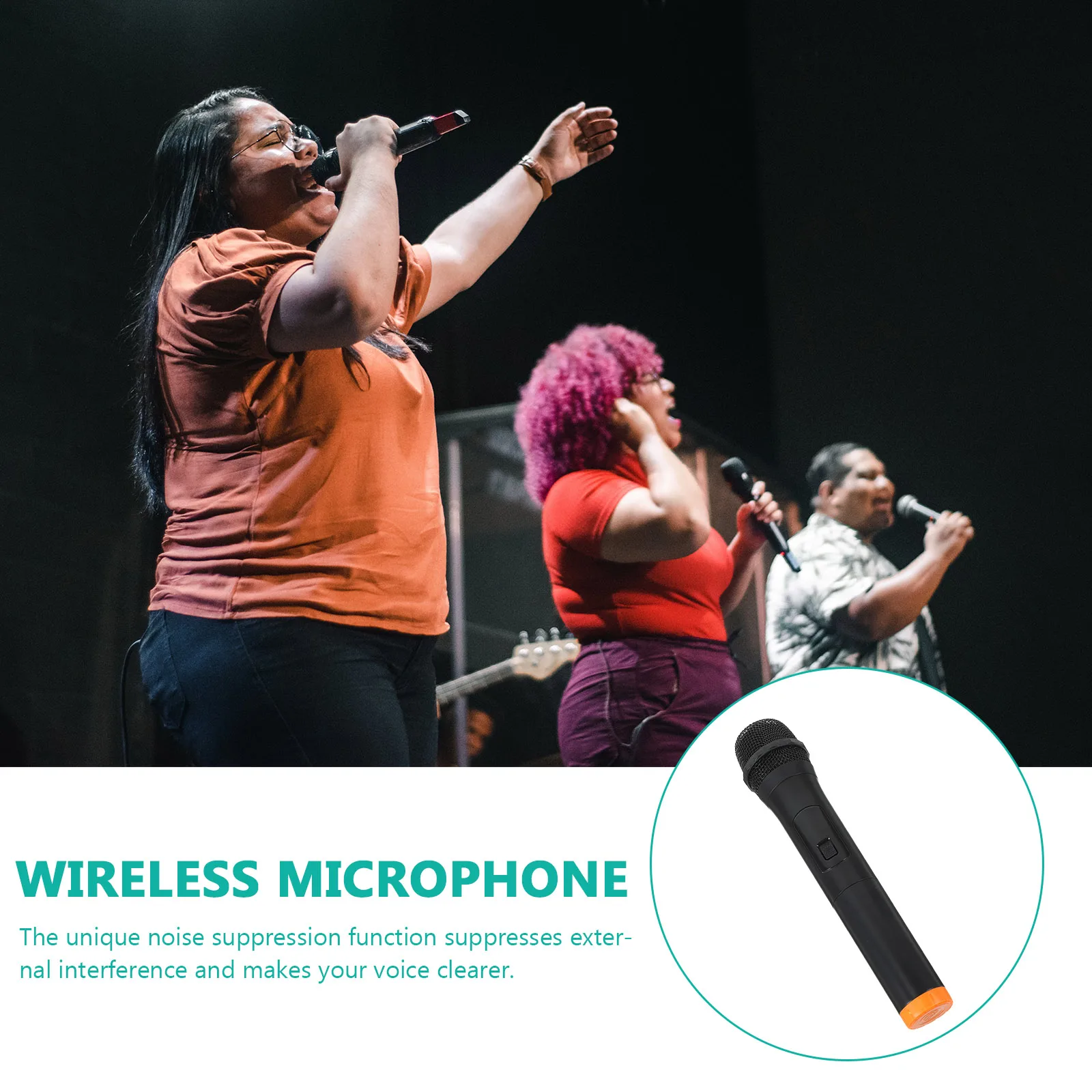 

Wireless Microphone Black Portable Karaoke Handheld Equipment Universal Mic Noise Suppression Function Easy to Use Outdoor Live