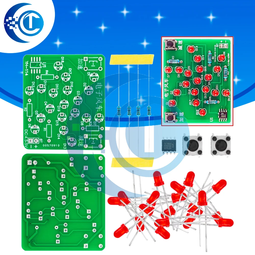Educational DIY Windmill Soldering Kit (1PC) – 5V Speed-Controllable DC Motor & MCU Learning Board