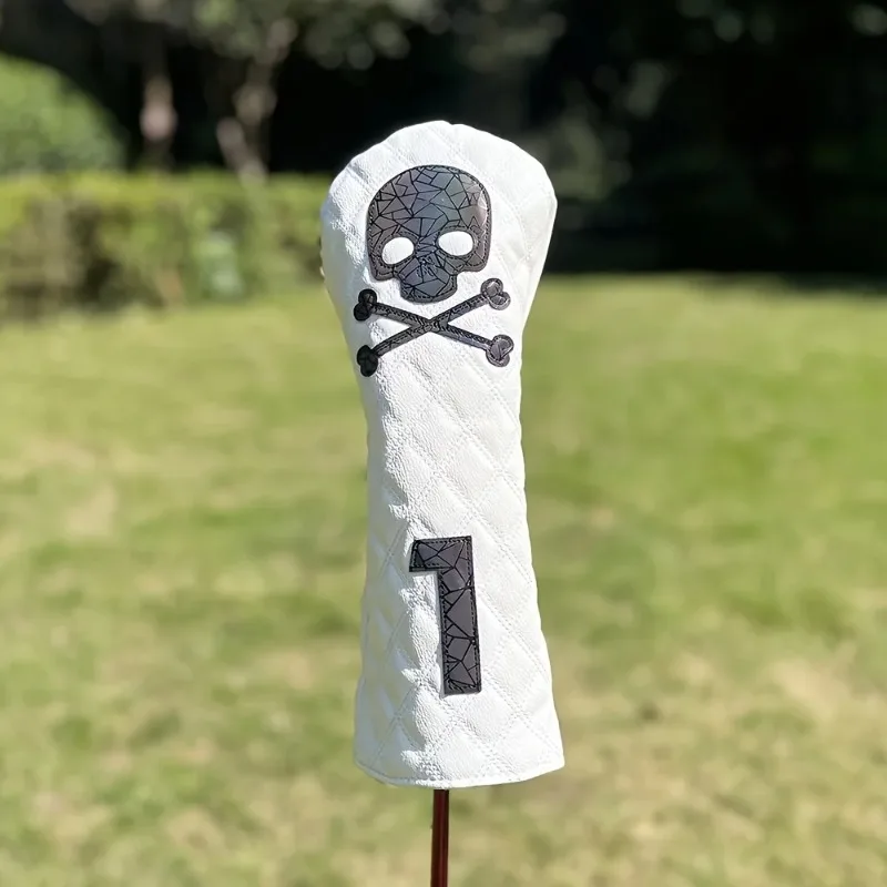 Golf club cover with skull head, gradient design, golf accessories, PU leather soft and durable, providing the best protection