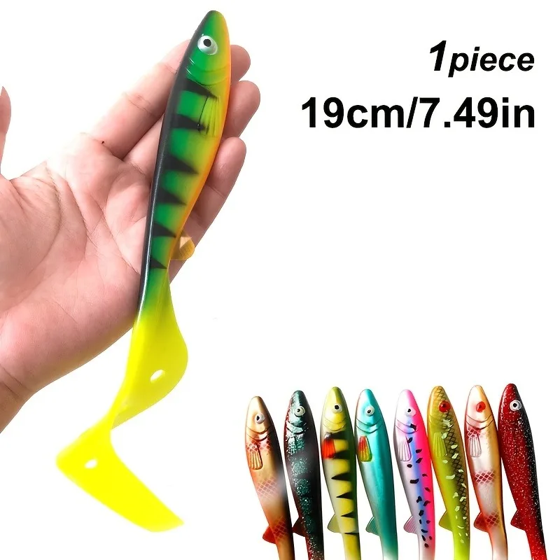Isca Artificial Realista de 7,5 polegadas com Cauda Encaracolada - Ação de Afundamento Lento que Aciona Picadas de Robalo, Pargo e Outros. Água Salgada/Água Doce.