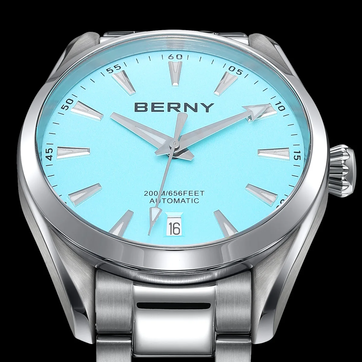 BERNY Automatic Watch for Men Mechanical Wristwatch Waterproof 20ATM Stainless Steel Luxury Sapphire NH35 Automatic Watch Men