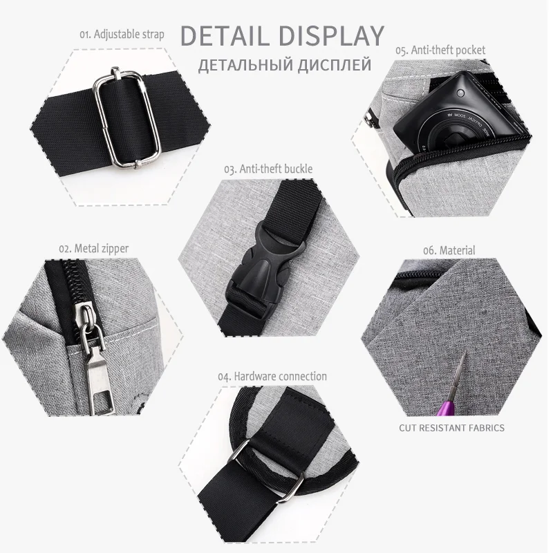 MARKROYAL Sports Fashion Rechargeable Messenger Bag Men Women Backpack Nylon Material Travel Weekend Bag Shoulder Bag Chest Bag