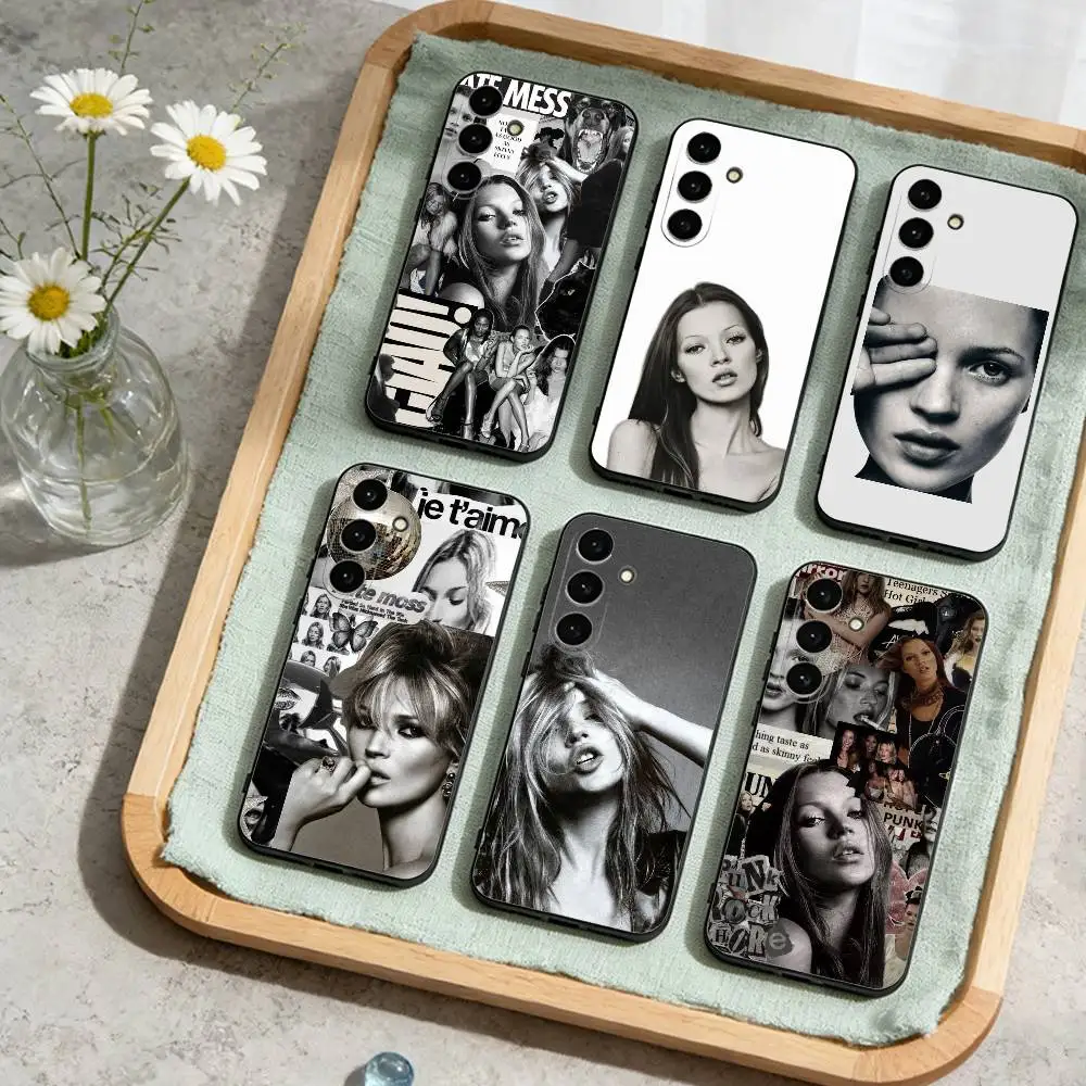 

90s Brit Retro Kate M-Moss Phone Case For Samsung Galaxy A73,A72,A71,A70,A53,A52,A51,Others Soft Black Cover