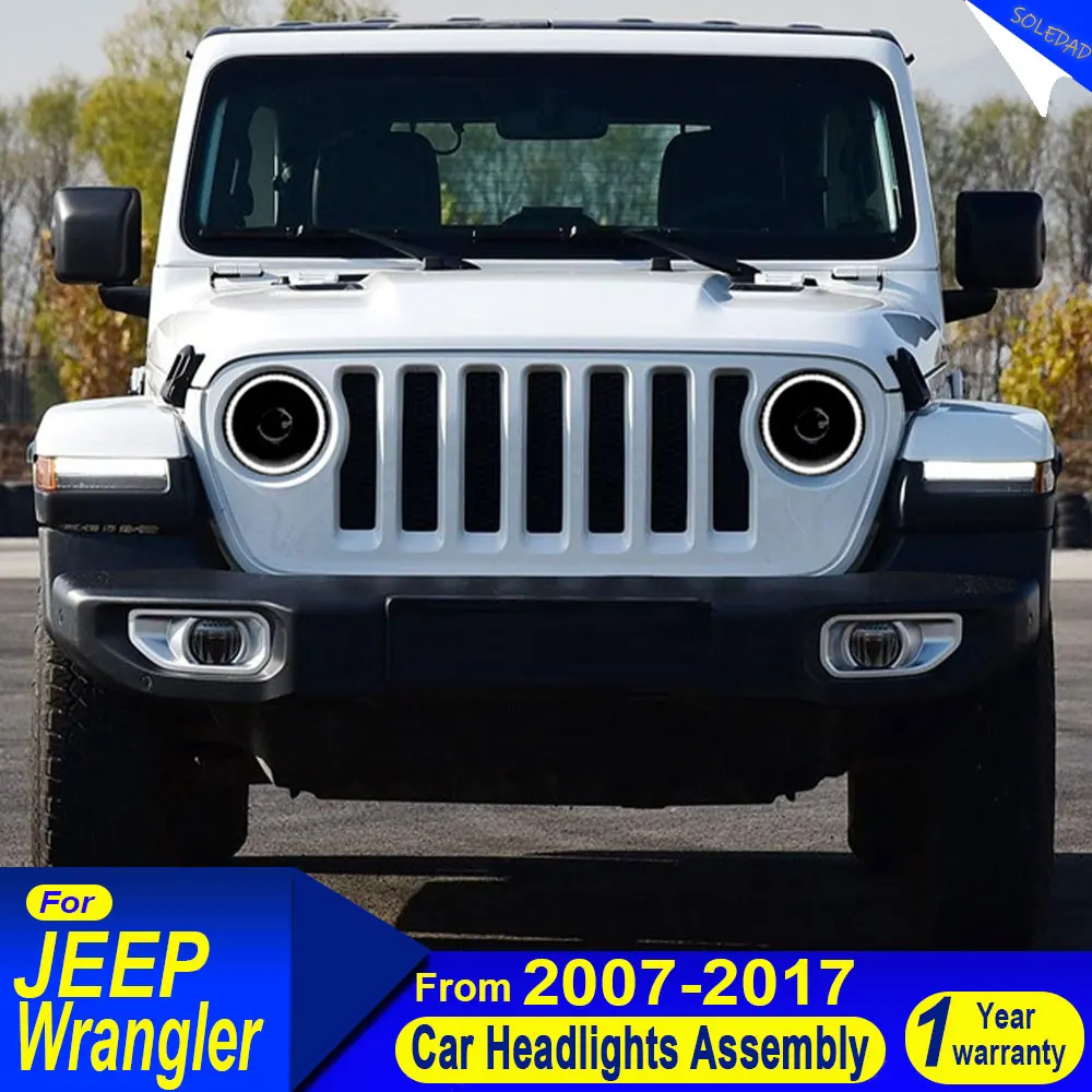 Car Full LED lights for Jeep Wrangler Headlight 2007-2017 Wrangler DRL Turn Signal Low High Beam Projector Lens Plug and play