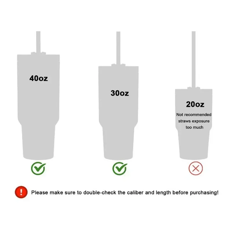 Reusable Straws with Cleaning Brush Set Replacement Compatible with Stanley 20oz 30oz 40oz Water Cup Tumbler Drinking Accessorie