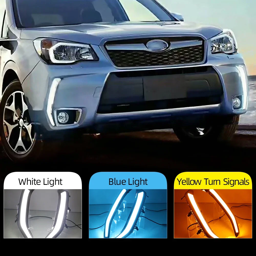 

1pair LED DRL daytime running light for Subaru Forester 2013 2014 2015 2016 2017 2018 daylight waterproof yellow signal lamp