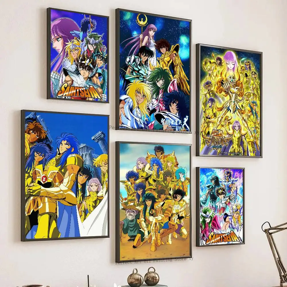 Japanese Anime Saint Seiya Posters Living Room Bar Cafe Quality Canvas Vintage Style Comics Painting Art Home Wall Decor Picture