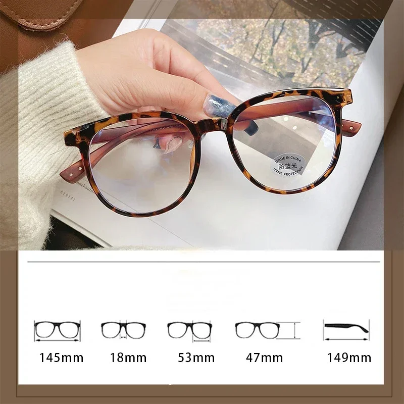 Ultra Light Large Frame Short Sight Glasses Retro Wood Grain Round Frame Myopia Glasses Anti-blue Light Near Sight Eyewear