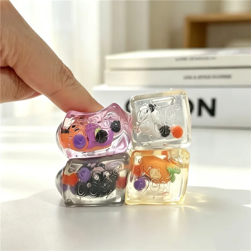 Schylling Needoh Halloween Teenie Mini Ice Cube 4Pack Fidger Sensory Toy Maltose Slow Rebound Anxiety Relief Squeeze Stress Ball