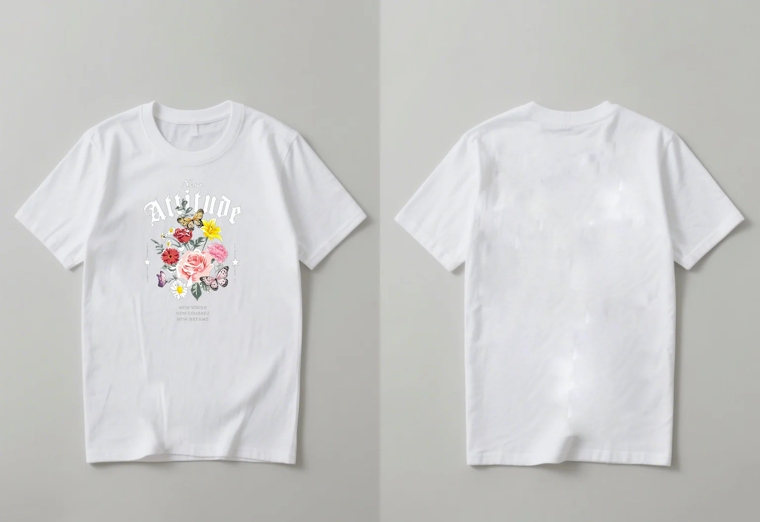 2025 nueva moda mariposa flor y letras impresas camisetas hombres y mujeres casual cuello redondo tops