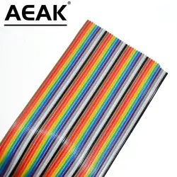AEAK 1 meter 1.27mm Spacing Pitch40 WAY 40P Flat Color Rainbow Ribbon Cable Wiring Wire For PCB DIY 40 Way Pin