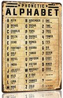 The Phonetic Alphabet Wall Art Morse Code Tin Signs 8x12 in Vintage Knowledge Chart Poster for Classroom Military Alphabet Sign 