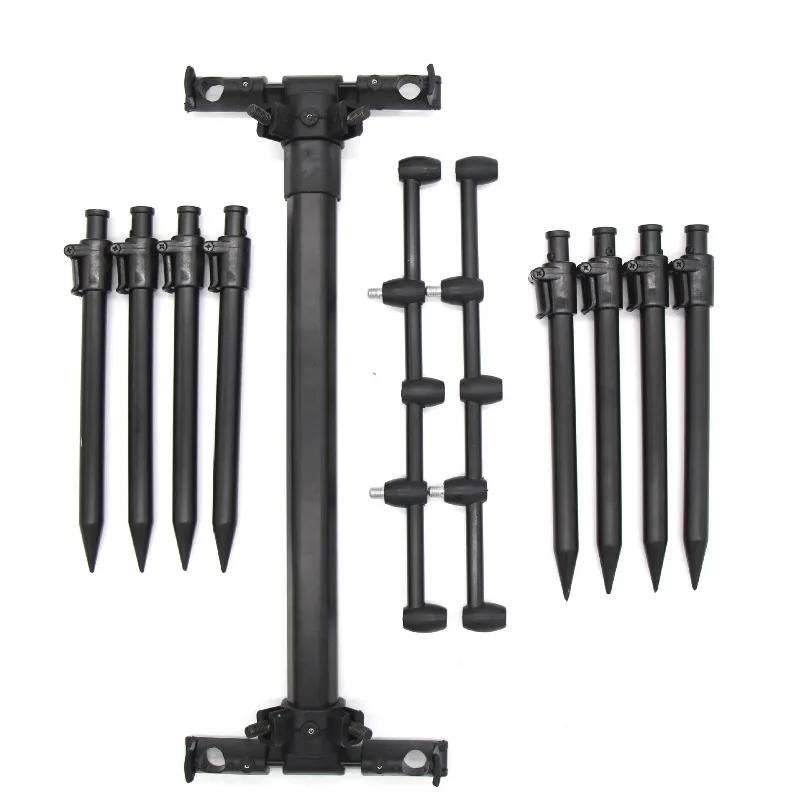 Aluminum alloy retractable long-throw rod green battery library fishing battery bracket set