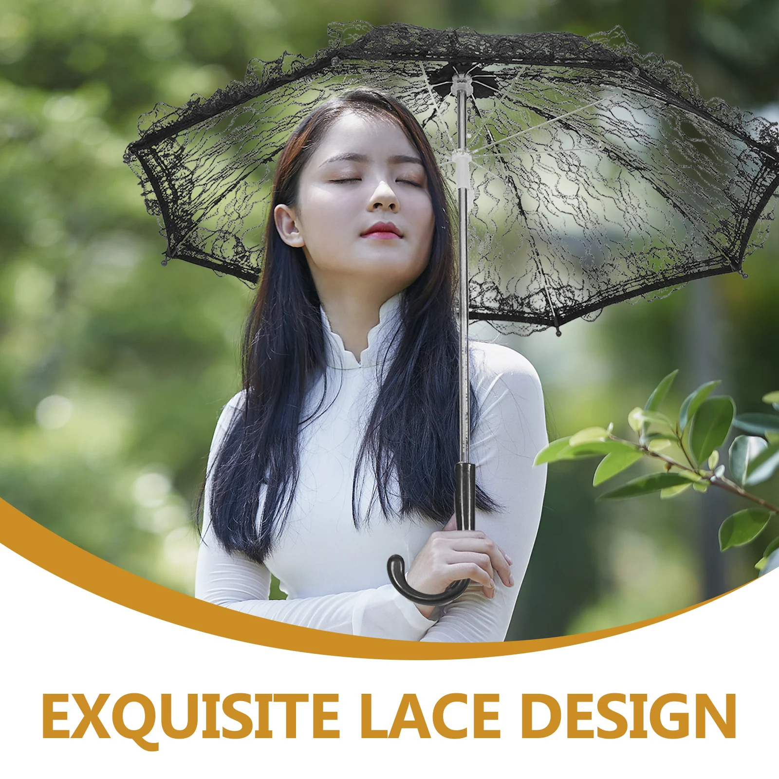 

Wedding Lace Parasol Umbrella Bridal Photo Prop Elegant Flower Romantic Lace Umbrella for Wedding Photography Performance