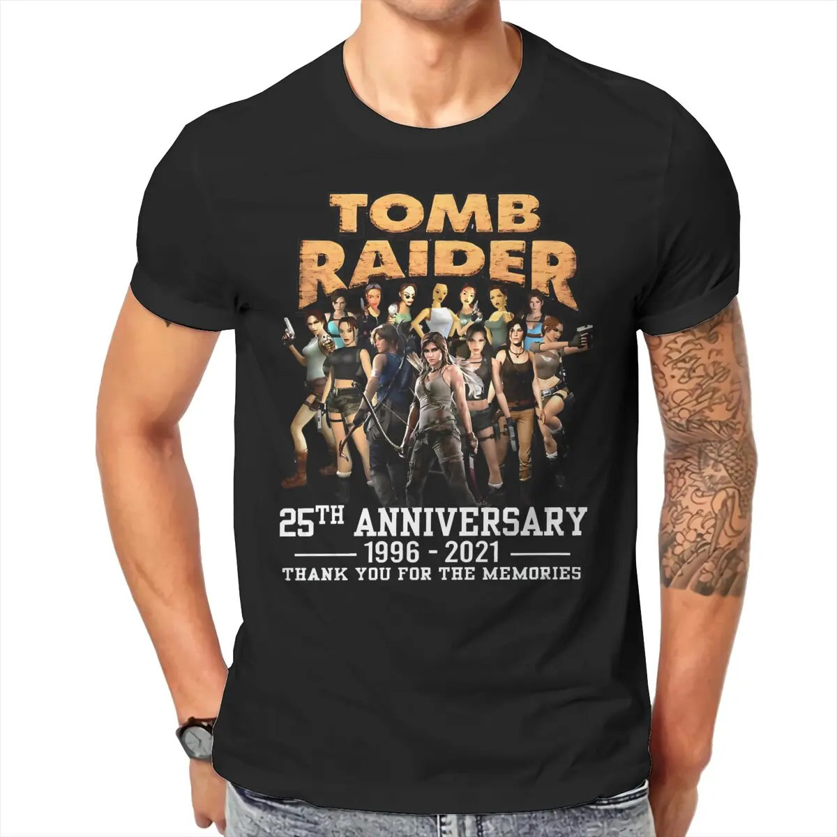 Tomb Raider Game Lara Croft Tomb For Fans T Shirt Harajuku Grunge Men\'s Tshirt Cotton Men Clothing