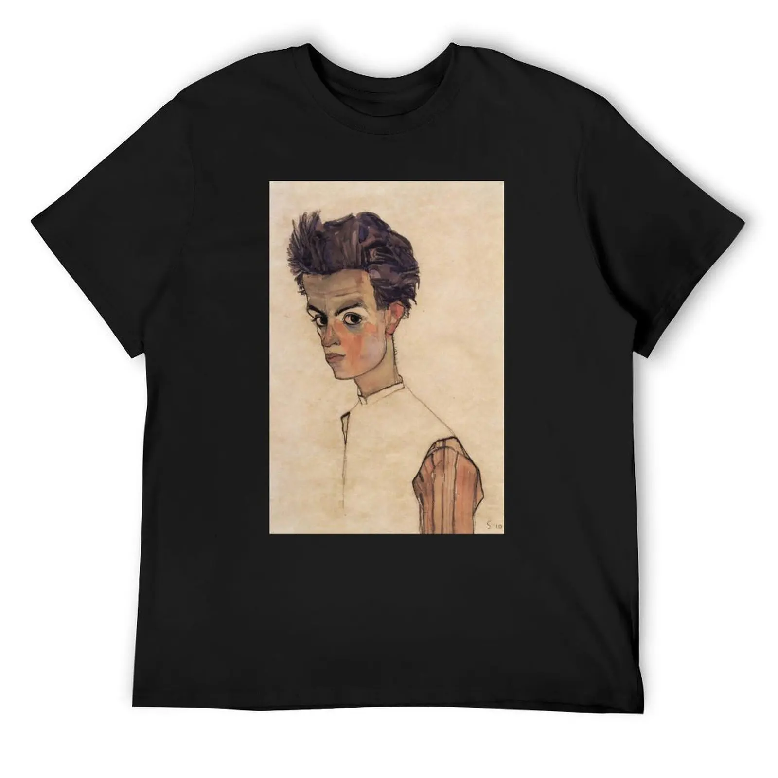 

original painting by Egon Schiele 1890 - 1918, Egon Schiele Prints T-Shirt summer clothes funny shirt cotton Men's t-shirt