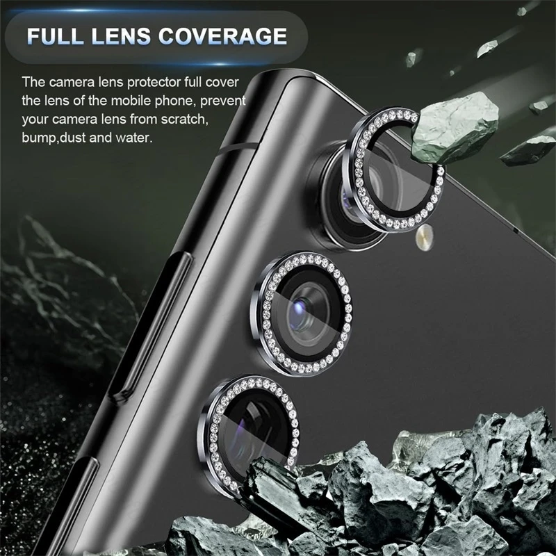 Diamond For Samsung A55 A35 A54 A34 5G A24 A14 4G 9H Tempered Glass Camera Lens Protector Alloy Ring Cover For Galaxy A 54