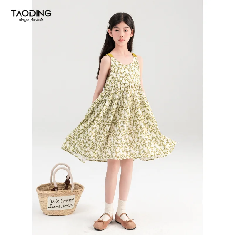 

Baby Girl Dress Girls Dress Summer 2024 New Medium Children Casual Floral Slip Sleeveless Princess Fashion Casual Cute Dress