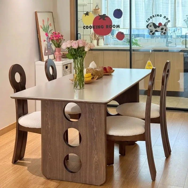 Solid slab modern Dining Tables rectangular full-attachment Dining Table Design Nordic Creative Furniture Tavoli Da Pranzo LJ40