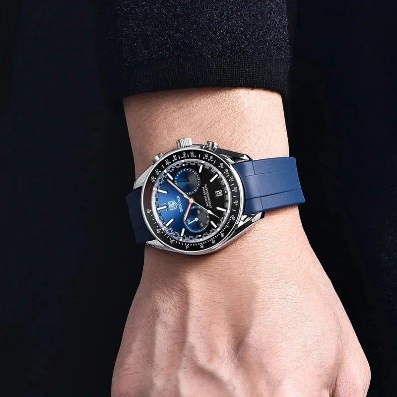 BENYAR Mens Watches Top Luxury Moon Watch For Men Quartz Chronograph Waterproof Military Sports Luminous Clock Reloj Hombre New