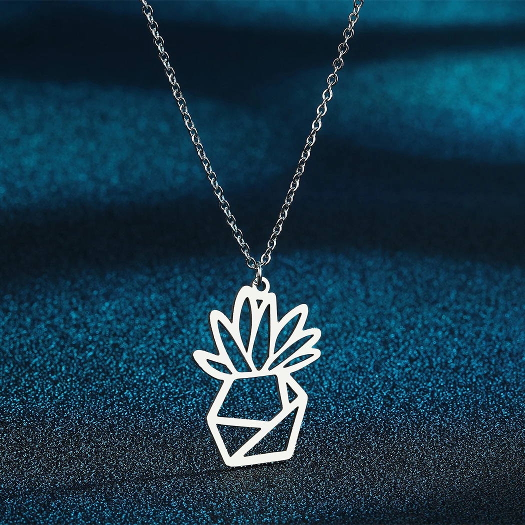 Todorova Stainless Steel Artistical Origami Flower Pendant Necklace For Women Men Personality Charm Party Jewelry