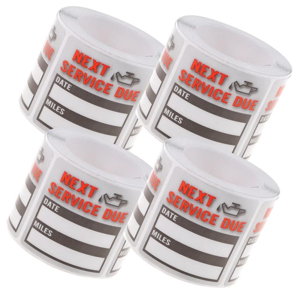 

4 Rolls Oil Change Reminder Sticker Label Auto Stickers Automatic Car Copper Plate Cars