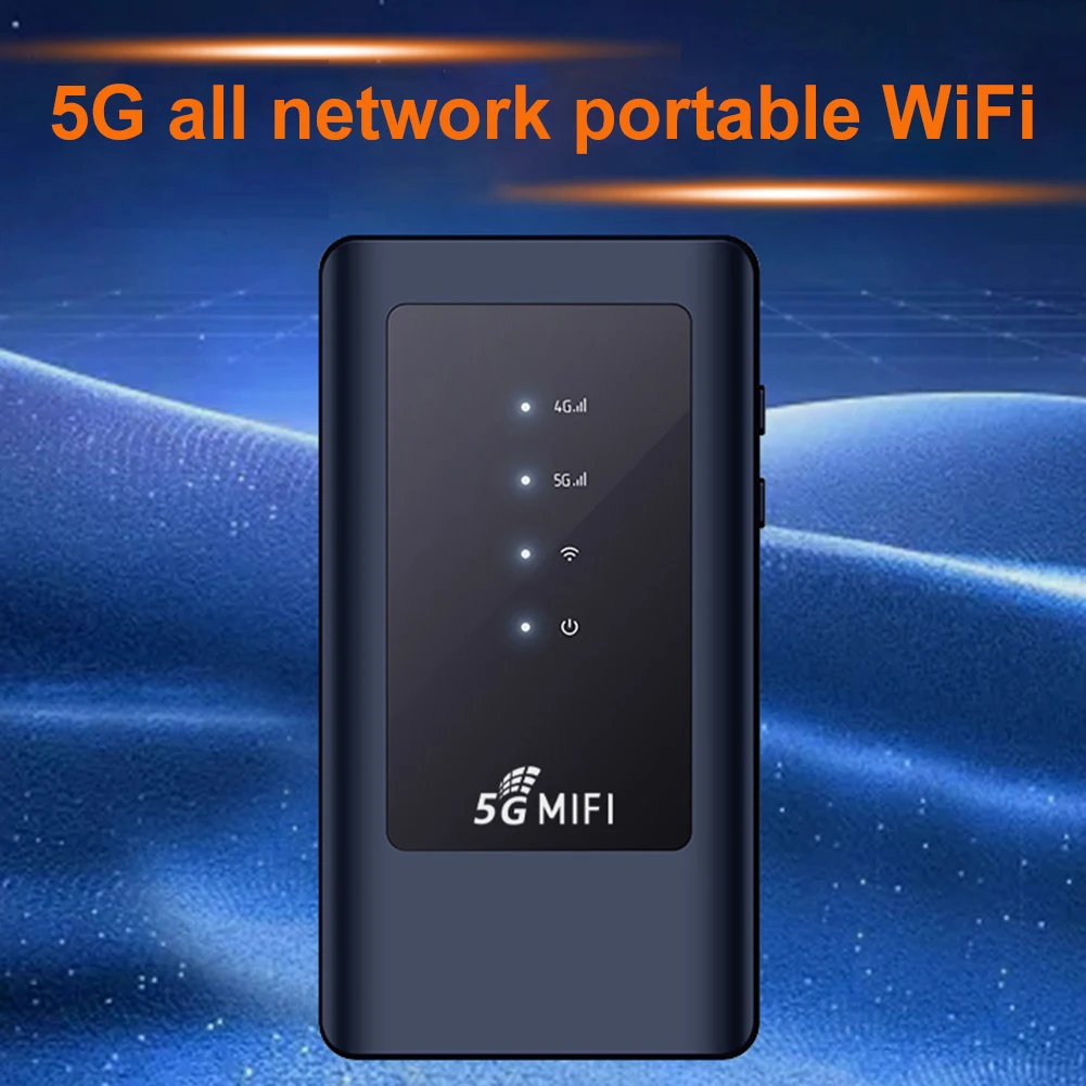 5G MiFi Mobile Modem with SIM Card Slot 4400mAh Battery Wireless Internet Router WiFi5 Dual Band 5Ghz Hotspot Up To 16 Users